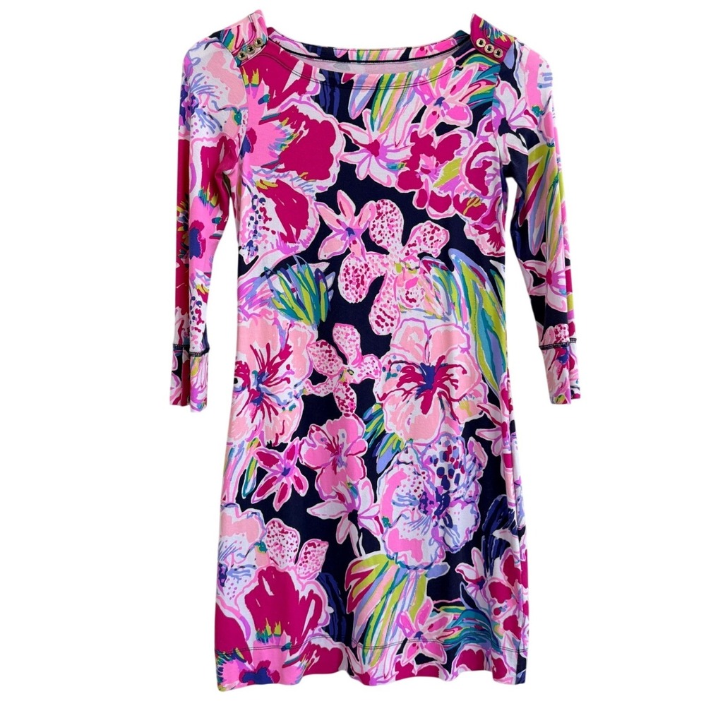 Lilly Pulitzer Sophie Dress Womens‎ XXS Tipping Point Navy Floral Preppy Cruise